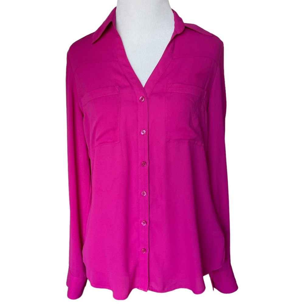 Express Button Front Fuchsia Pink Portofino Shirt… - image 2